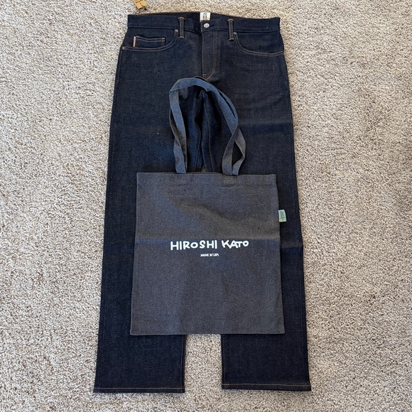 HIROSHI Kato Men’s size 33/30 Hammer Straight Indigo Raw 14oz Selvedge Jeans NWT - Picture 2 of 6